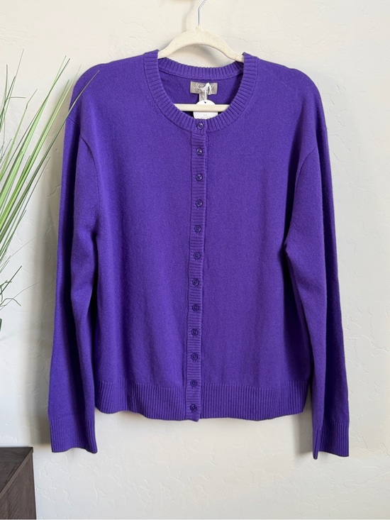 J. Crew Sweaters - J.Crew 100% Cashmere Cardigan Sweater XL Purple NWT Classic Crewneck